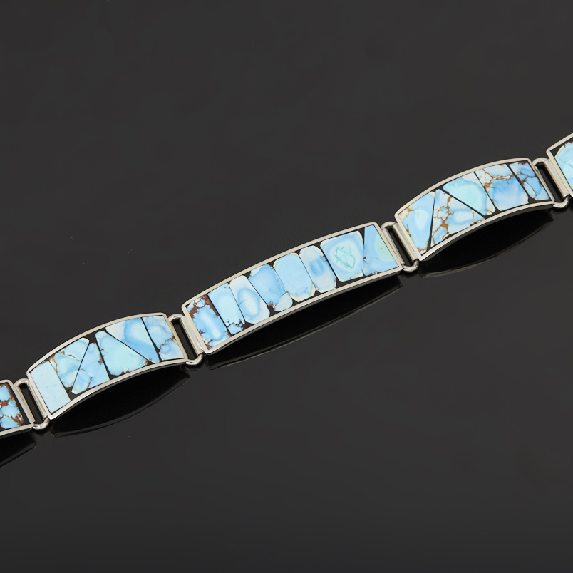 Браслет бирюза Казахстан 17&nbsp;см (нейзильбер)