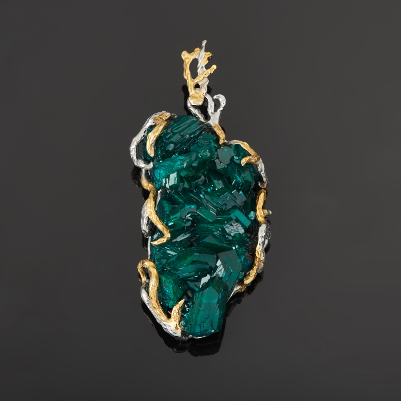 Кулон диоптаз Конго (нейзильбер платинир., позолота, рутений) друза 7,5&nbsp;см