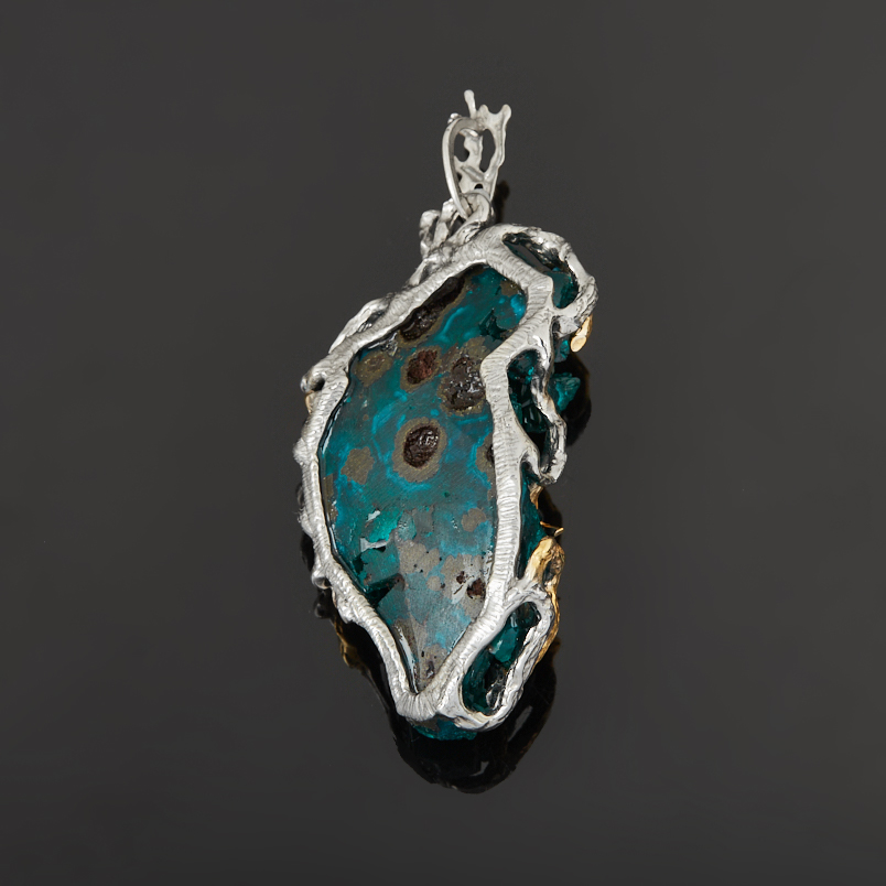 Кулон диоптаз Конго (нейзильбер платинир., позолота, рутений) друза 7,5&nbsp;см