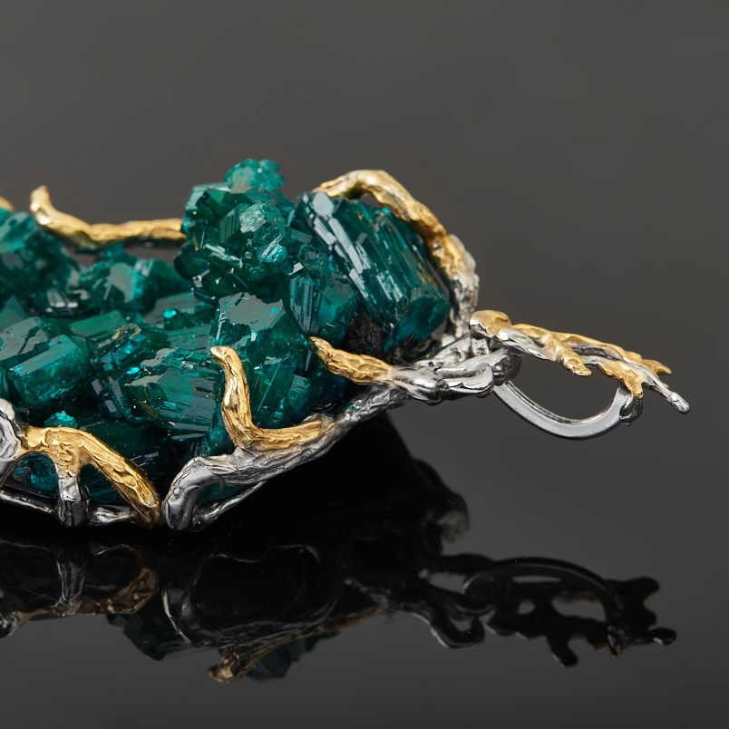 Кулон диоптаз Конго (нейзильбер платинир., позолота, рутений) друза 7,5&nbsp;см