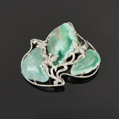 Брошь хризопраз Казахстан (нейзильбер)