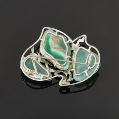 Брошь хризопраз Казахстан (нейзильбер)
