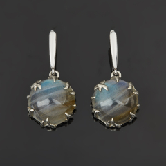 Серьги лабрадор Мадагаскар (нейзильбер посеребр.)