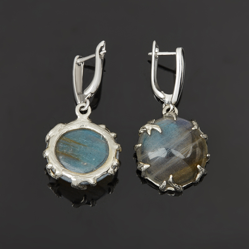 Серьги лабрадор Мадагаскар (нейзильбер посеребр.)