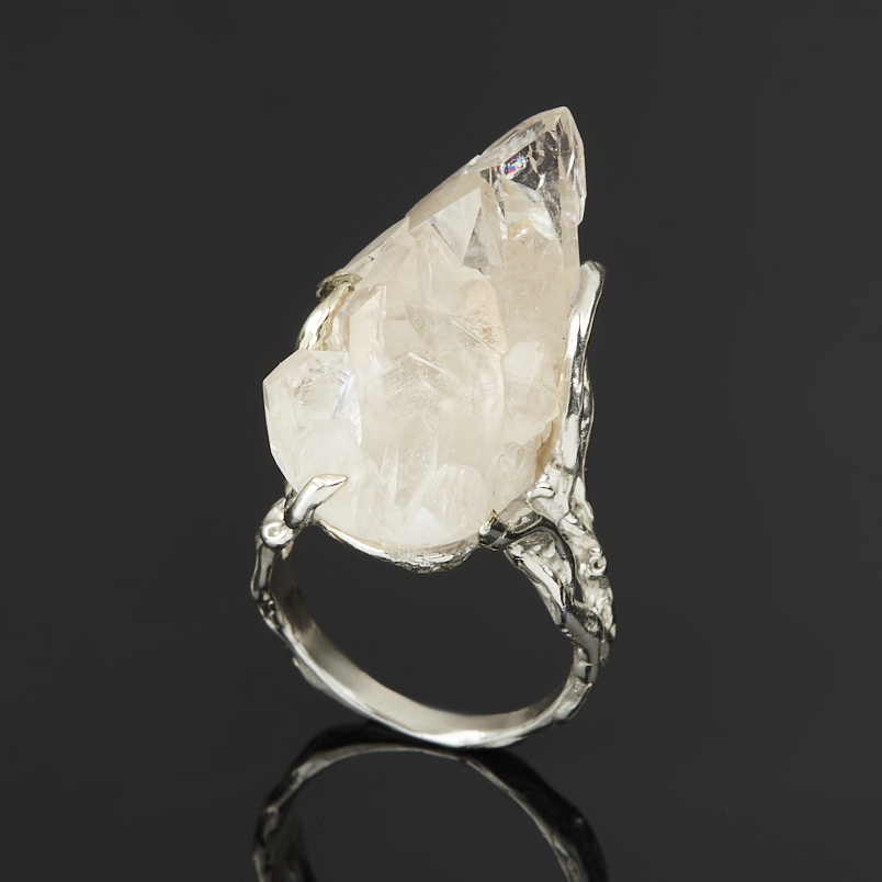 Кольцо горный хрусталь Россия (нейзильбер) размер 18,5