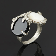 Кольцо микс агат, перламутр (нейзильбер) размер 19