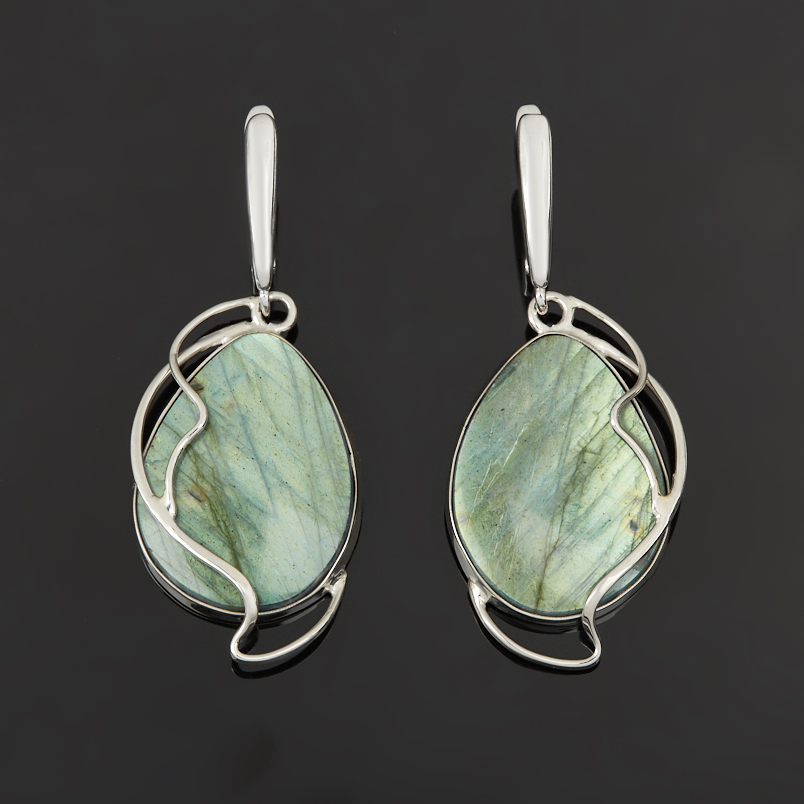 Серьги лабрадор (дублет) Мадагаскар (нейзильбер посеребр.)