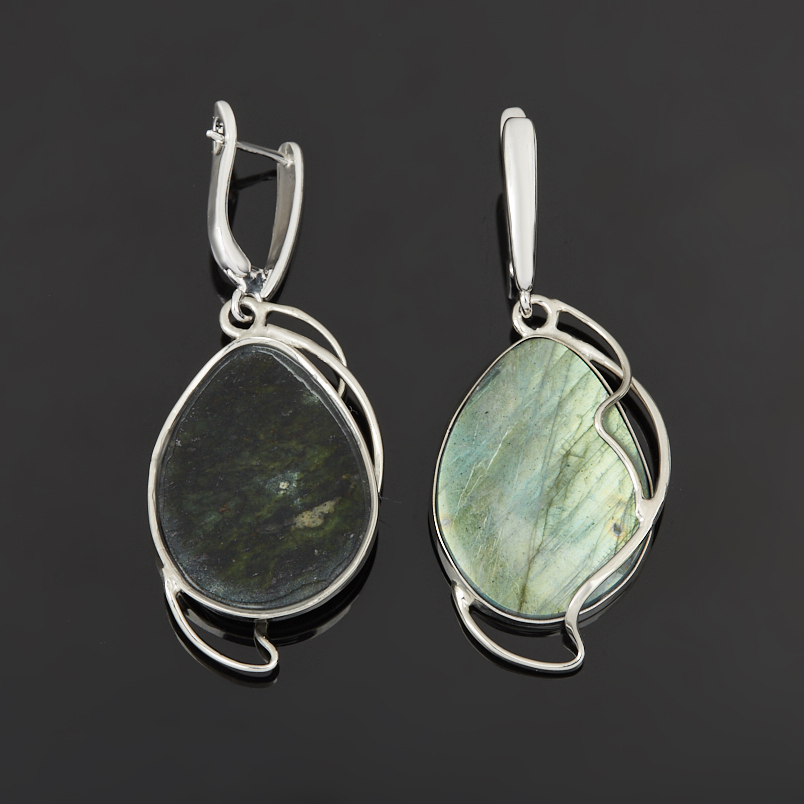 Серьги лабрадор (дублет) Мадагаскар (нейзильбер посеребр.)