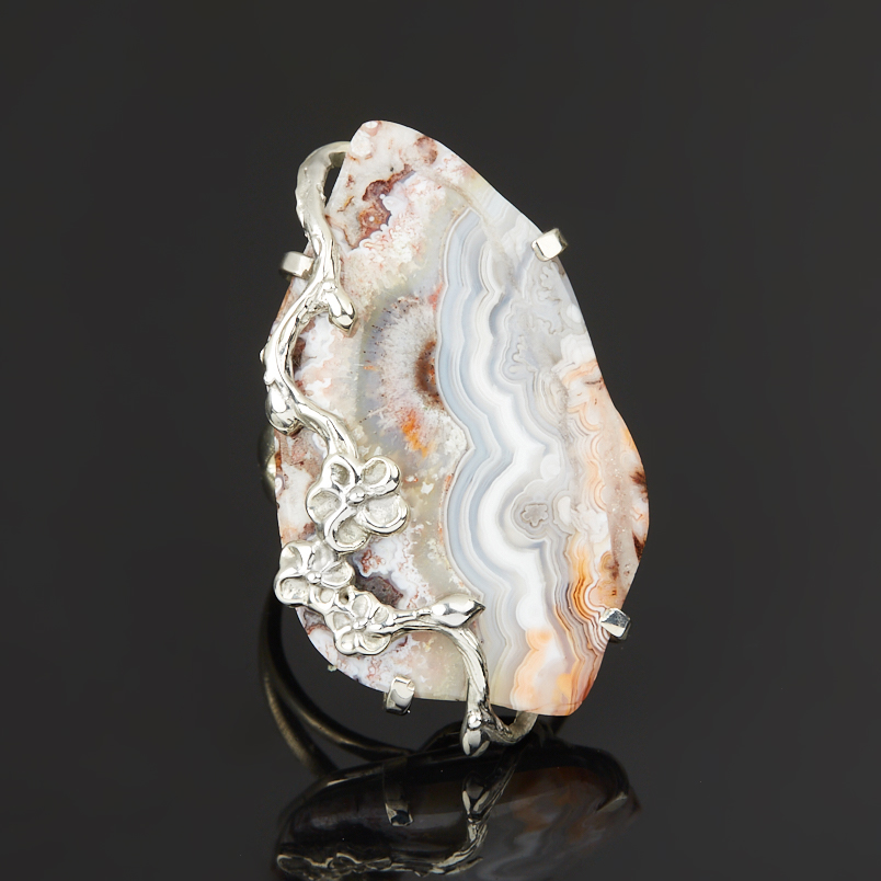 Кольцо агат крейзи (дублет) Мексика (нейзильбер) размер 17,5