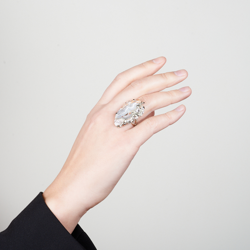 Кольцо агат крейзи (дублет) Мексика (нейзильбер) размер 17,5