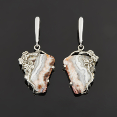 Серьги агат крейзи (дублет) Мексика (нейзильбер посеребр.)