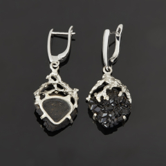 Серьги гранат меланит Казахстан (нейзильбер посеребр.)