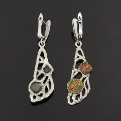 Серьги спектропирит Россия (нейзильбер посеребр.)