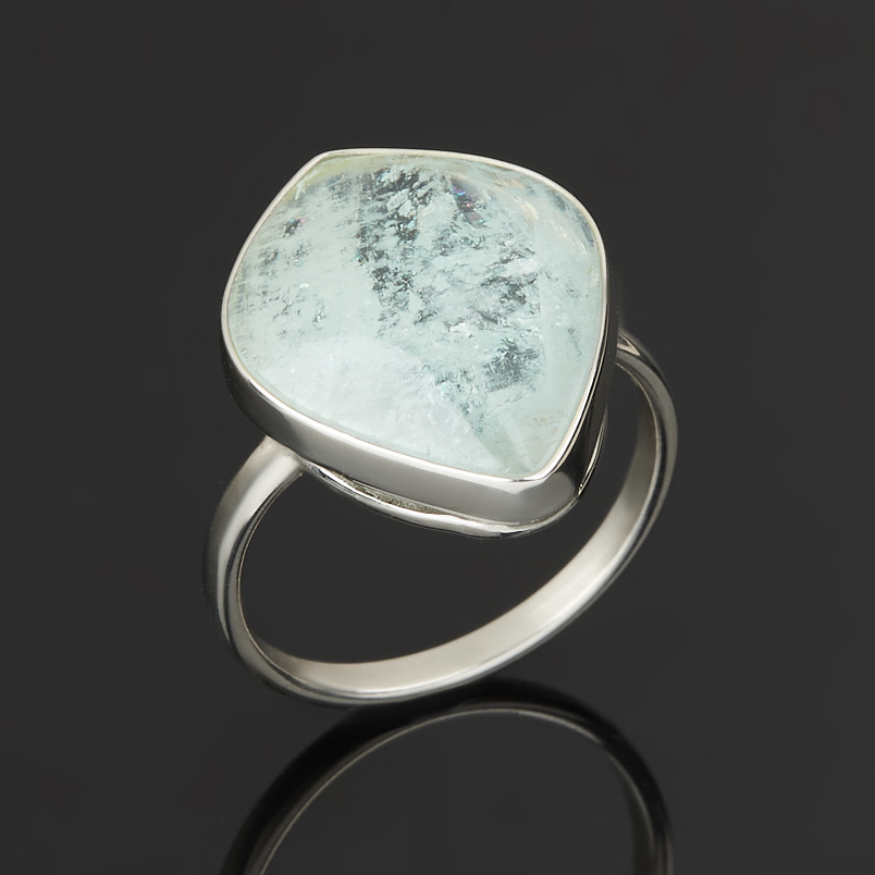 Кольцо аквамарин Россия (нейзильбер) размер 18