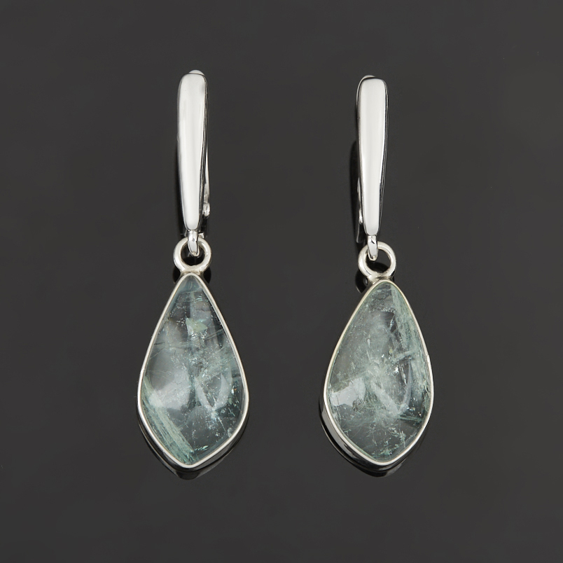 Серьги аквамарин Россия (нейзильбер посеребр.)
