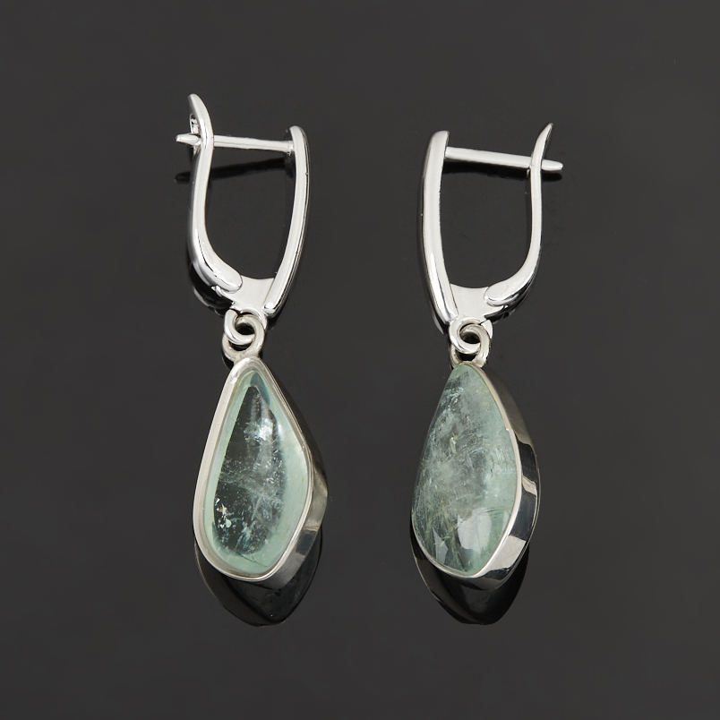 Серьги аквамарин Россия (нейзильбер посеребр.)