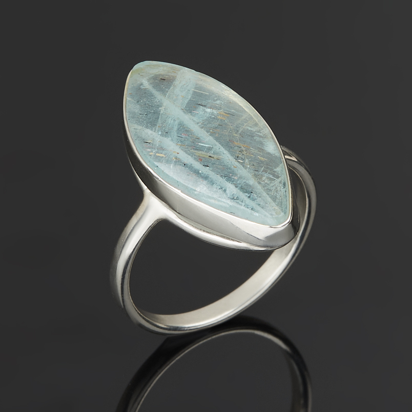 Кольцо аквамарин Россия (нейзильбер) размер 17