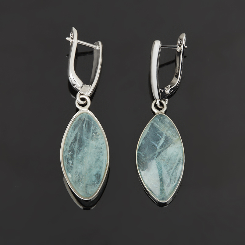 Серьги аквамарин Россия (нейзильбер посеребр.)