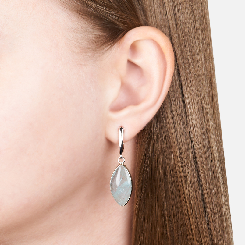 Серьги аквамарин Россия (нейзильбер посеребр.)