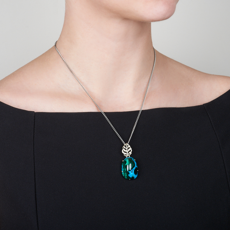 Кулон хризоколла Россия (нейзильбер) 4&nbsp;см