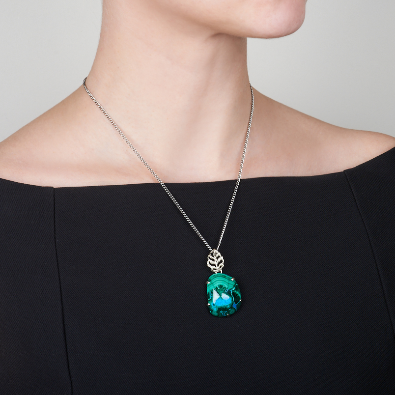 Кулон хризоколла Россия (нейзильбер) 4,5&nbsp;см