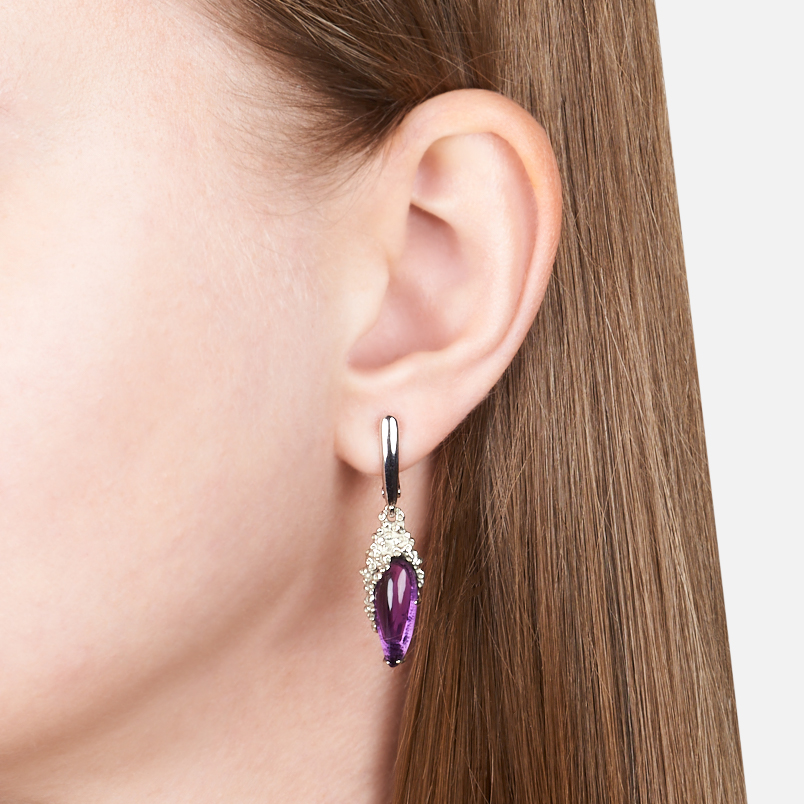 Серьги аметист Бразилия (нейзильбер посеребр.)