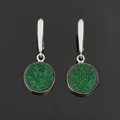 Серьги гранат уваровит (дублет) Россия (нейзильбер посеребр.)