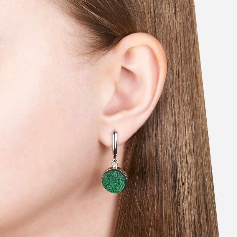 Серьги гранат уваровит (дублет) Россия (нейзильбер посеребр.)