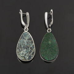 Серьги гранат уваровит (дублет) Россия (нейзильбер посеребр.)