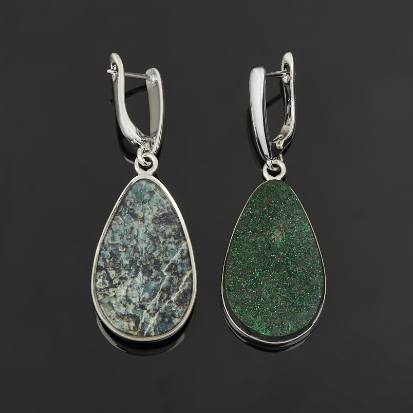 Серьги гранат уваровит (дублет) Россия (нейзильбер посеребр.)