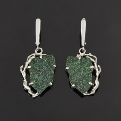 Серьги гранат уваровит (дублет) Россия (нейзильбер посеребр.)