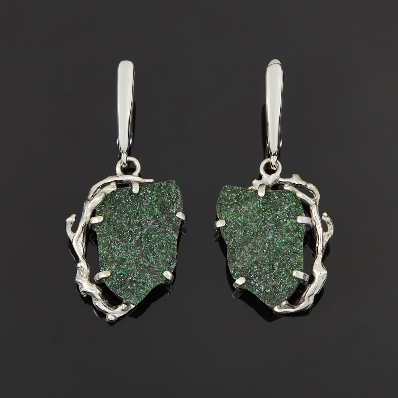 Серьги гранат уваровит (дублет) Россия (нейзильбер посеребр.)