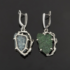 Серьги гранат уваровит (дублет) Россия (нейзильбер посеребр.)