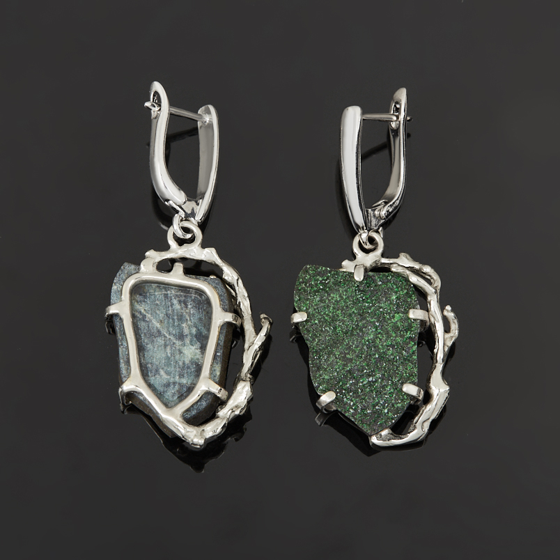 Серьги гранат уваровит (дублет) Россия (нейзильбер посеребр.)