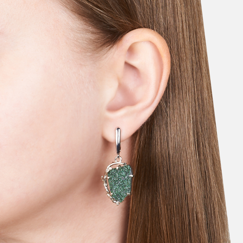 Серьги гранат уваровит (дублет) Россия (нейзильбер посеребр.)