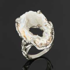 Кольцо агат серый Россия (нейзильбер) размер 17,5