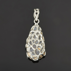Кулон агат серый Россия (нейзильбер) капля 5,5 см