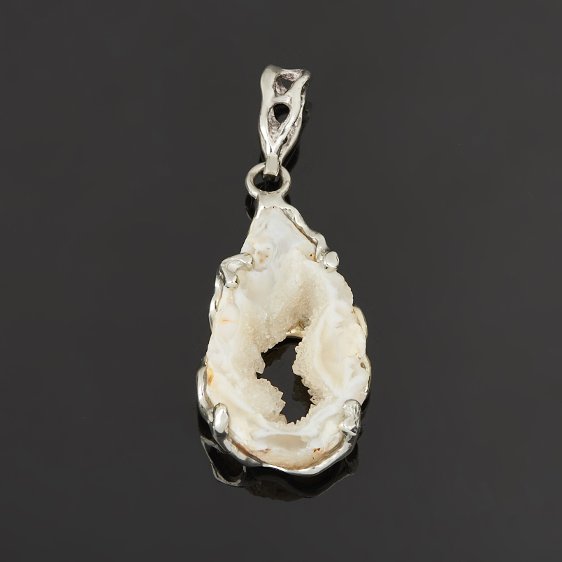 Кулон агат серый Россия (нейзильбер) капля 5&nbsp;см