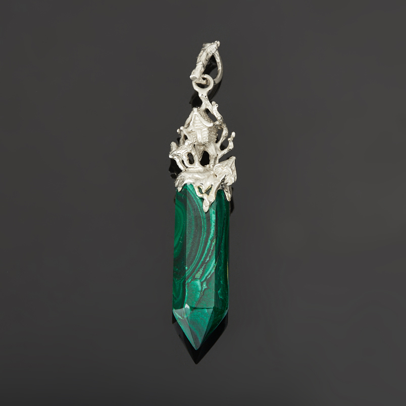 Кулон малахит Конго (нейзильбер) огранка 8&nbsp;см