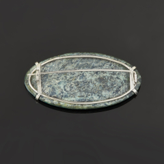 Брошь хризоколла (дублет) Россия (нейзильбер)