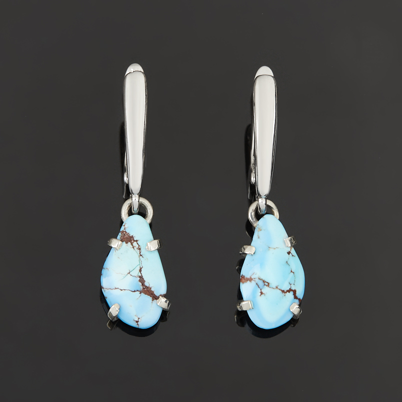 Серьги бирюза Казахстан (нейзильбер посеребр.)