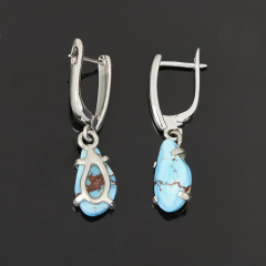 Серьги бирюза Казахстан (нейзильбер посеребр.)