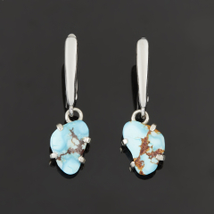 Серьги бирюза Казахстан (нейзильбер посеребр.)