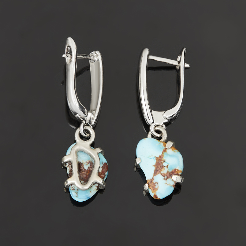 Серьги бирюза Казахстан (нейзильбер посеребр.)