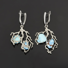 Серьги бирюза Казахстан (нейзильбер посеребр.)