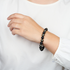 Браслет микс агат, пирит 10 мм 19 см