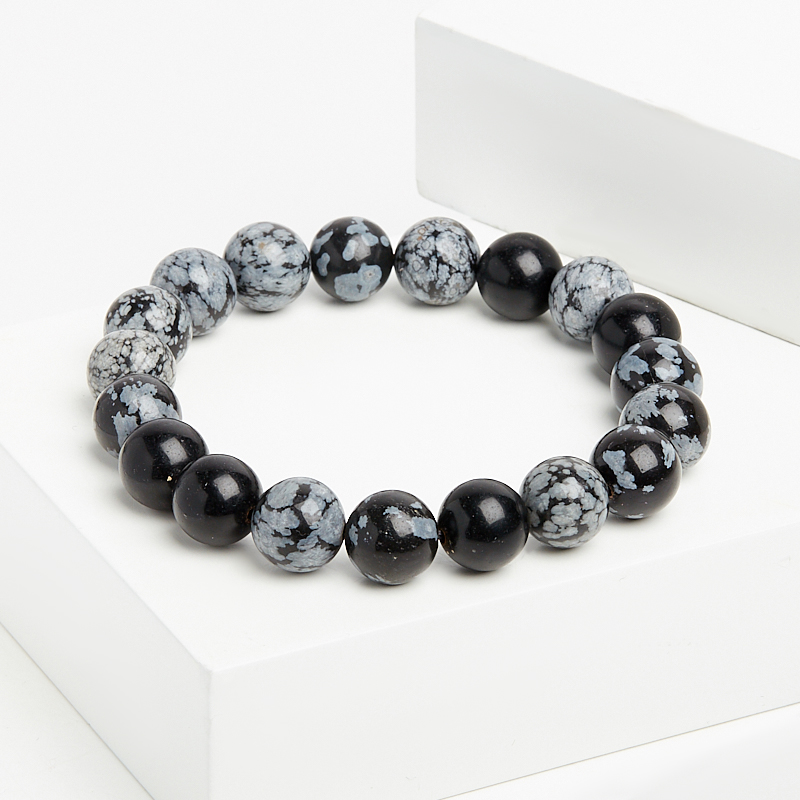 Браслет обсидиан снежный США 10 мм 18 см