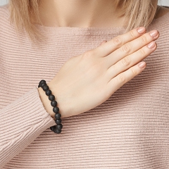 Браслет вулканическая лава Бразилия 8 мм 18 см