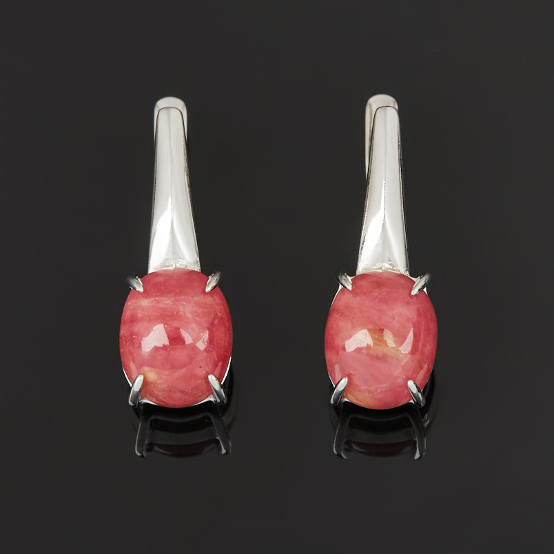 Серьги родонит Россия (серебро 925 пр. родир. бел.)