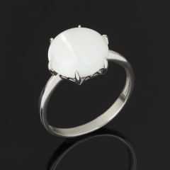 Кольцо перламутр белый Индонезия (серебро 925 пр. родир. бел.) размер 19